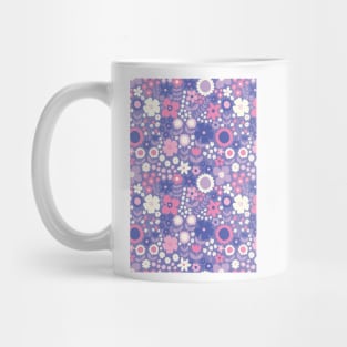 retro florals pattern, 70s groovy purple flowers, flower market, scandinavian florals, purple hues, purple, lilac, pink, hot pink Mug